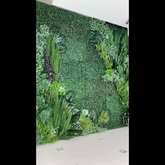 TrueLiving 20x20inch Fake Grass With Feel Flower Wall Faux Topiary Hedge Plant Greenery Mats for Garden Outdoor Indoor Backdrop Decoration 20" x 20"