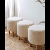 Trueliving Wood WhiteTable Stool (Table H 30 x W 34 x D 18 Stool H 18 x W 16 x D 14)