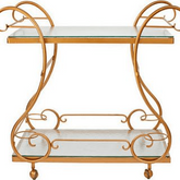 Trueliving Luxury Golden Metal Bar Trolley 62.5D x 42.5W x 82.5H Centimeters