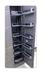 Trueliving_GLASS GREY PANTRY WITH BIDDING 6 Ft 3 Inch to 7 Ft Grey