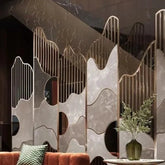 Trueliving Classy Glass With Metal Frame Partition of Room 80" Width: Height: 72"