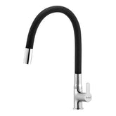 Trueliving Modern Pavo Swan Neck Brass Faucet with Silicone Black Flexible Spout
