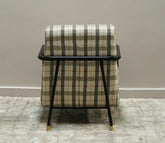 Valentina Metal Lounge Chair (Green Checkered, Black Finish)