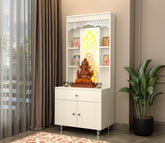 Vidyut Engineered Wood Home Temple With Inbuilt LED Light System (White Finish)