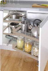 Trueliving_GLASS MAGIC CORNER MATTEE CHAMPAGNE (SOFT CLOSE) 38"*20"*20" White Grey Strip