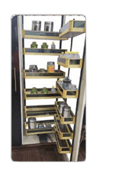 Trueliving_GLASS GOLD PANTRY WITH BIDDING 6 Ft 3 Inch to 7 Ft Black