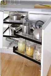 Trueliving_GLASS MAGIC CORNER MATTEE BLACK (SOFT CLOSE) 38"*20"*20" White black Strip