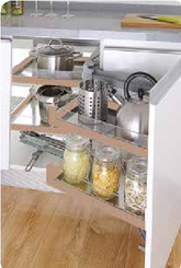 Trueliving_GLASS MAGIC CORNER MATTEE ROSE GOLD (SOFT CLOSE) 38"*20"*20" White Grey Strip