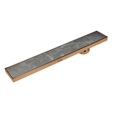 Trueliving Home Brown Marble Insert Shower Drain Channel (48 x 4 Inches) ROSE GOLD PVD Coated