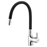 Trueliving Luxuries Kara Single Lever Table Mount Sink Mixer Faucet with Silicone Black Flexible Spout20 Inches