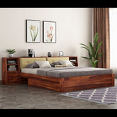 Trueliving Luxurious King Size designer Light masterbed Laminated Finish & PU Finish 6Ft *6Ft *1Ft