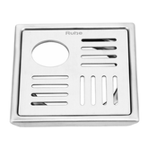 Trueliving_Ruby Silver Square 304 Grade Floor Drain with Hole (5 x 5 Inches)