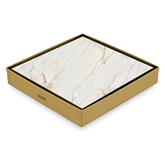 Trueliving Home Brown Marble Insert Shower Drain Channel (8 x 8 Inches) YELLOW GOLD PVD Coated