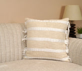 White Tasseled Embroided Cushion Cover-18 x 18