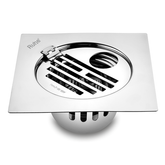 Trueliving_Classic Silver Square Flat Cut 304-Grade Floor Drain with Hinge, Hole & Cockroach Trap (6 x 6 Inches)