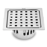 Trueliving_Fire Silver Square 304-Grade Floor Drain with Cockroach Trap (5 x 5 Inches)