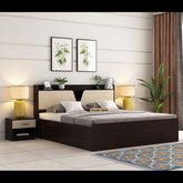 Trueliving Luxurious King Size Light masterbed Laminated Finish & PU Finish 6Ft *6Ft *1Ft