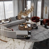 Trueliving Modern Light Eight Seater Sofa Velvet Finish 0.87D x 3.95W x 0.87H Meters