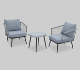 Grey Rope 2 Seater Chair Set With Table And Grey Cushions