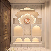 Trueliving Mandir | Wood Designer 2.5 Temple for Home & Offices |Solid Surface - Size - H: 48" x W: 44"— D: 21.5"