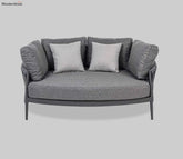 Grey Rope Round Daybed With Grey Cushions