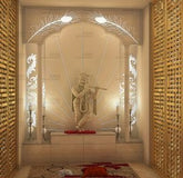 Trueliving Mandir | Wood Designer 2.1 Temple for Home & Offices |- Size - H: 48" x W: 44"— D: 21.5"