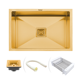 Trueliving Facy _Yellow Gold Handmade Single Bowl Premium Stainless Steel Kitchen Sink ( 24 x 18 x 10 Inches)