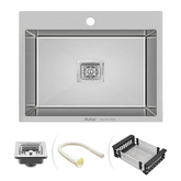 Trueliving Luxury Silver_Handmade Single Bowl Premium Stainless Steel Kitchen Sink (21 x 18 x 10 Inches)