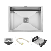 Trueliving Facy Silver_Handmade Single Bowl 304-Grade Kitchen Sink (20 x 17 x 10 Inches) with Tap Hole