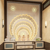 Trueliving Mandir | Wood Designer Temple for Home & Offices |- Size - H: 48" x W: 44"— D: 21.5"