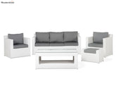 White 6 Seater Outdoor Furniture Set With Grey Cushions