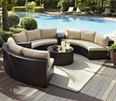 Outdoor Sectional Rattan Wicker Conversation Sofa Set with Soft Cushion and Glass Center Table (Set Of 4)