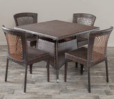 Dark Brown Wicker And Rattan 4 Seater Dining Set