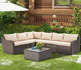 Dark Brown Rattan And Wicker Outdoor Furniture Set With Table