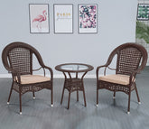 Rattan And Wicker 2 Seater Set With Table Set (Brown)