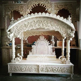 Trueliving Mandir | Marble Temple for Home & Offices |Solid Surface - Size - H: 48" x W: 44"— D: 21.5"