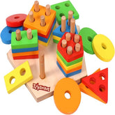 Trueliving Wooden Geometric Shape & Colour Sorter & Stacker Premium Jigsaw Puzzle