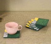 Warli Blues Hand Painted Coaster Set Of 6