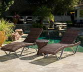 Dark Brown 2 Seater Lounger Set With Round Table