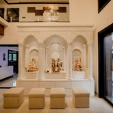 Trueliving Mandir | Designer White Marble Temple for Home & Offices |Solid Surface - Size - H: 48" x W: 44"— D: 21.5"