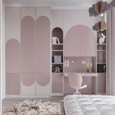 Trueliving 5 Door Sliding wardrobes Laminated Finish & PU Finish with Drawers 8Ft *2Ft *9Ft -2438.4MM X 609MM X 2743.2MM)