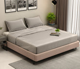 Vegan Bamboo Silk Bedsheet 300 TC Naturally Anti-Bacterial Fitted King Bedsheet with 2 Pillow Cover (Grey)