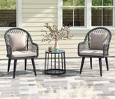 Grey Rope 2 Seater Chair With Table And Cream Cushions Balcony Set