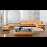 Trueliving Luxurious Dark Six Seater Sofa Leather Finish (H 36" x W 80" x D 34")+(H 33" x W 60" x D 35")+(H 30'' x W 31'' x D 30'')