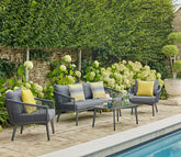 Grey Rope 4 Seater Sofa Set With Table And Grey Cushion color