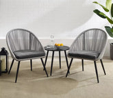 Grey Rope 2 Seater Chair Set With Round Table And Dark Grey Cushions
