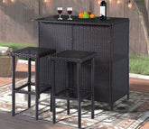 Black Rattan And Wicker 2 Seater Outdoor Bar Set