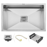 Trueliving Luxury Black_Handmade Single Bowl 304-Grade Kitchen Sink (18 x 16 x 10 Inches)