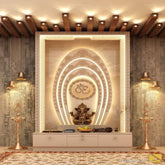 Trueliving Mandir | Designer Temple 3.5 for Home & Offices |- Size - H: 48" x W: 44"— D: 21.5"