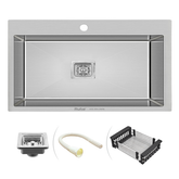 Trueliving Modern Silver_Handmade Single Bowl 304-Grade Kitchen Sink (32 x 18 x 10 Inches)